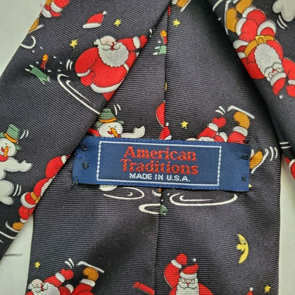 Ice Skating Santa Snowman Christmas Holiday Novelty Neck Tie American Traditions - Picture 4 of 6